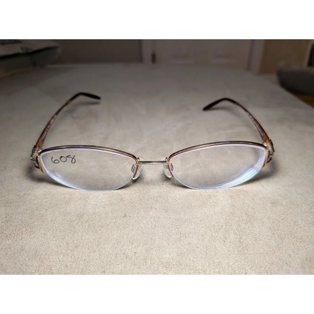 Charmant CH8297 Eyeglasses Brown Titanium Rectangular Half Rim Frames 52-18-135